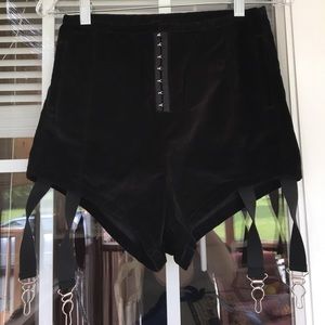 UNIF Black Velvet Garter Shorts size small